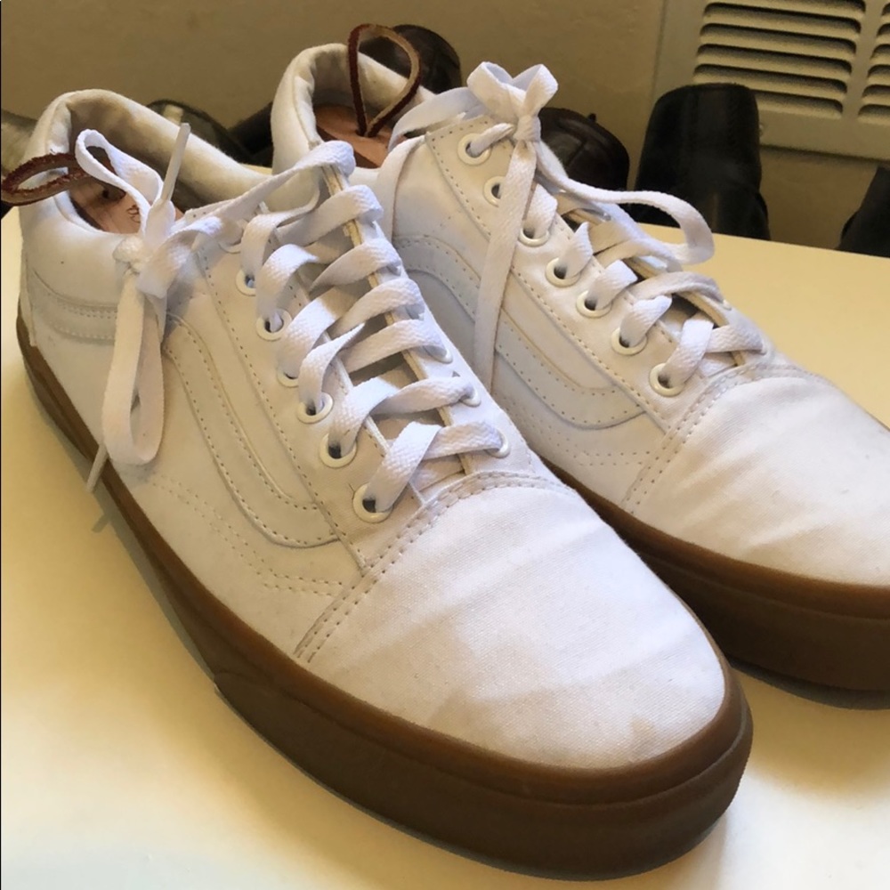 White Vans w/Gum Sole